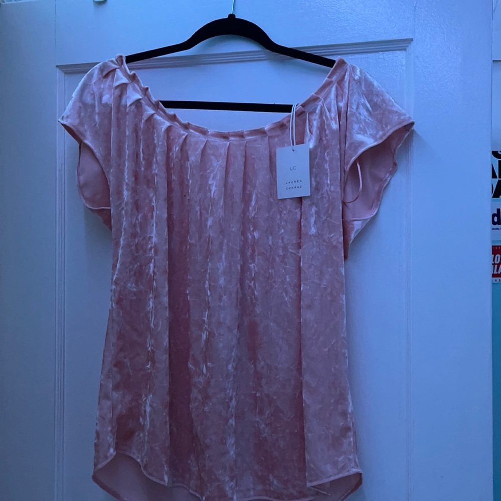 Pink Pleat Neck Top
